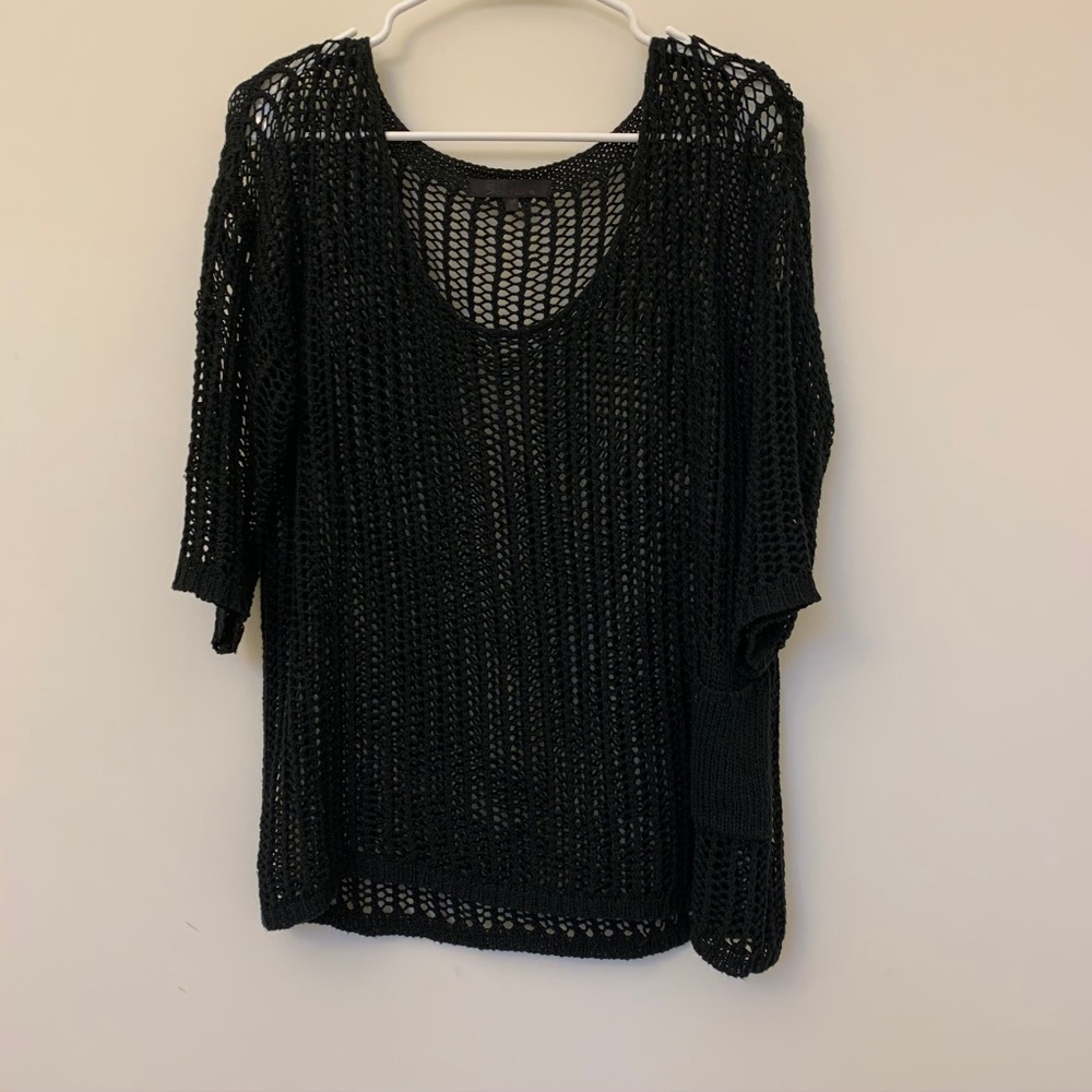 Solitaire Black SZ M 3/4 Sleeve Big Knit 1 pocket